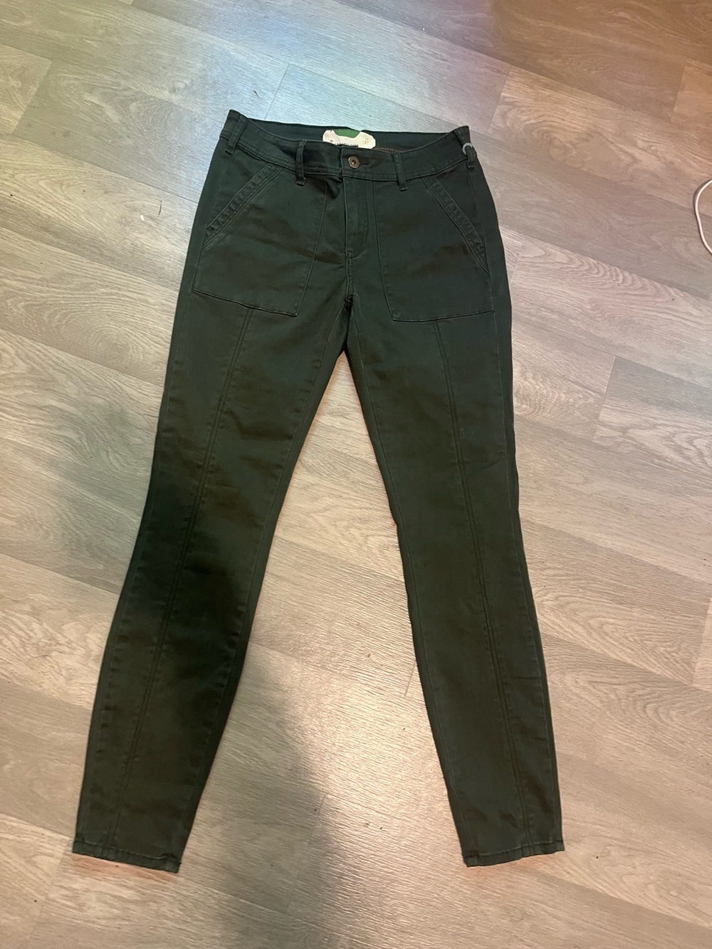 Anthropologie Women’s High-Rise Green Stretch Twill Pants Preppy